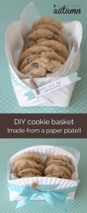 easy DIY cookie basket made from a paper plate - It's Always Autumn