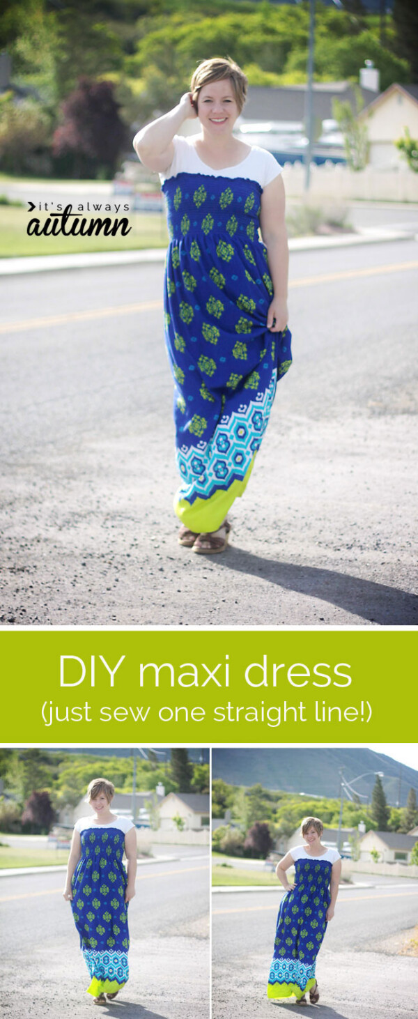 easy DIY maxi dress with just one seam! | sewing tutorial - It's Always ...