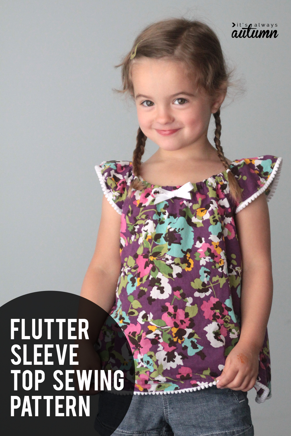 girl's flutter sleeve dress or top sewing tutorial & free pattern in 4T ...