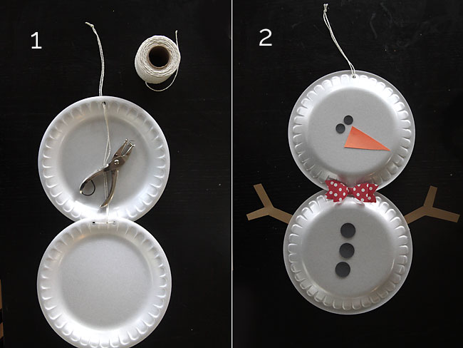 Simple foam plate snowmen {easy holiday craft for kids 