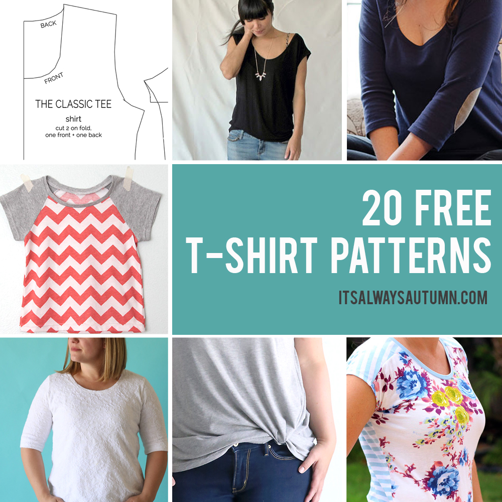 20 Free T shirt Patterns You Can Print Sew At Home It s Always Autumn