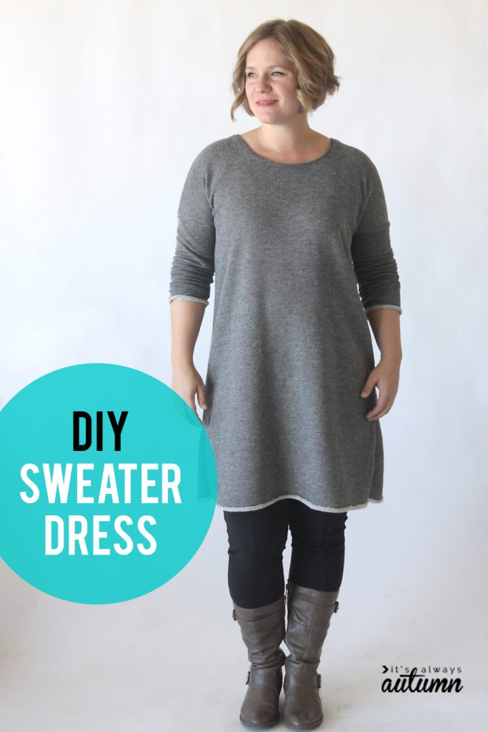 the breezy tee long sleeve sweater dress {free sewing pattern} - It's ...