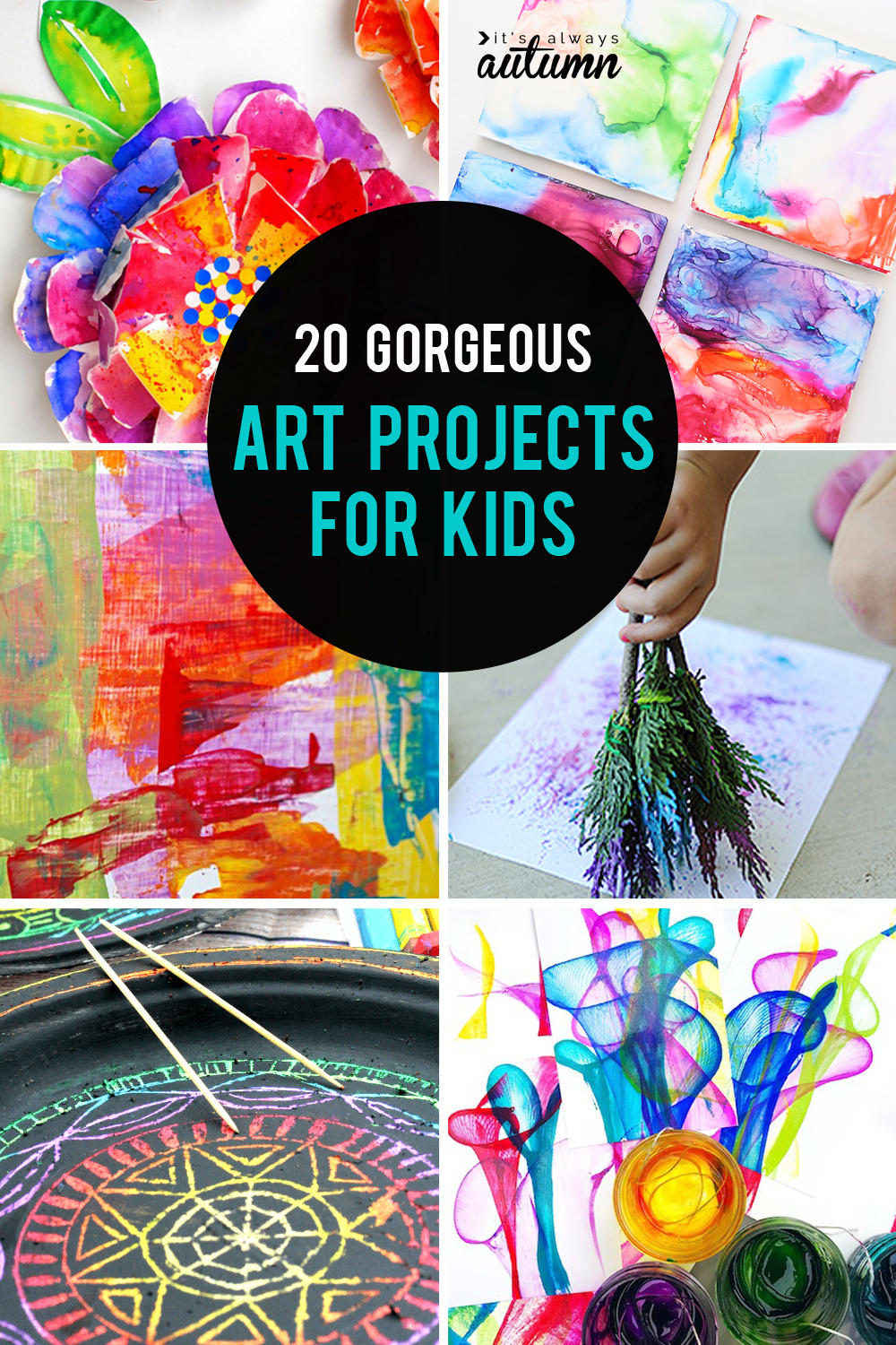 Collage of 20 gorgeous art projects for kids