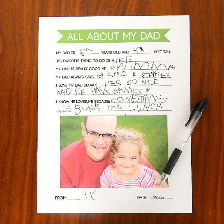 Father's Day Questionnaire | DIY gift kids can make for Dad