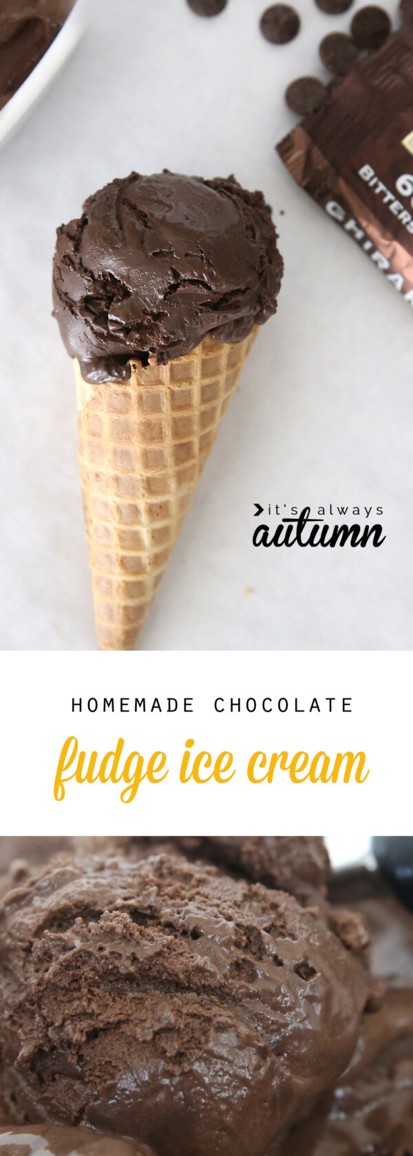 homemade dark chocolate fudge ice cream - It's Always Autumn