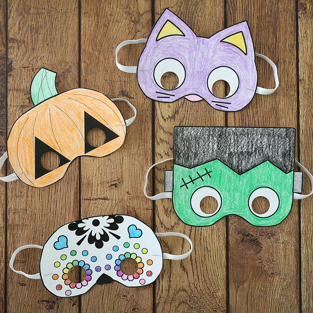 Halloween masks to print and color - It's Always Autumn