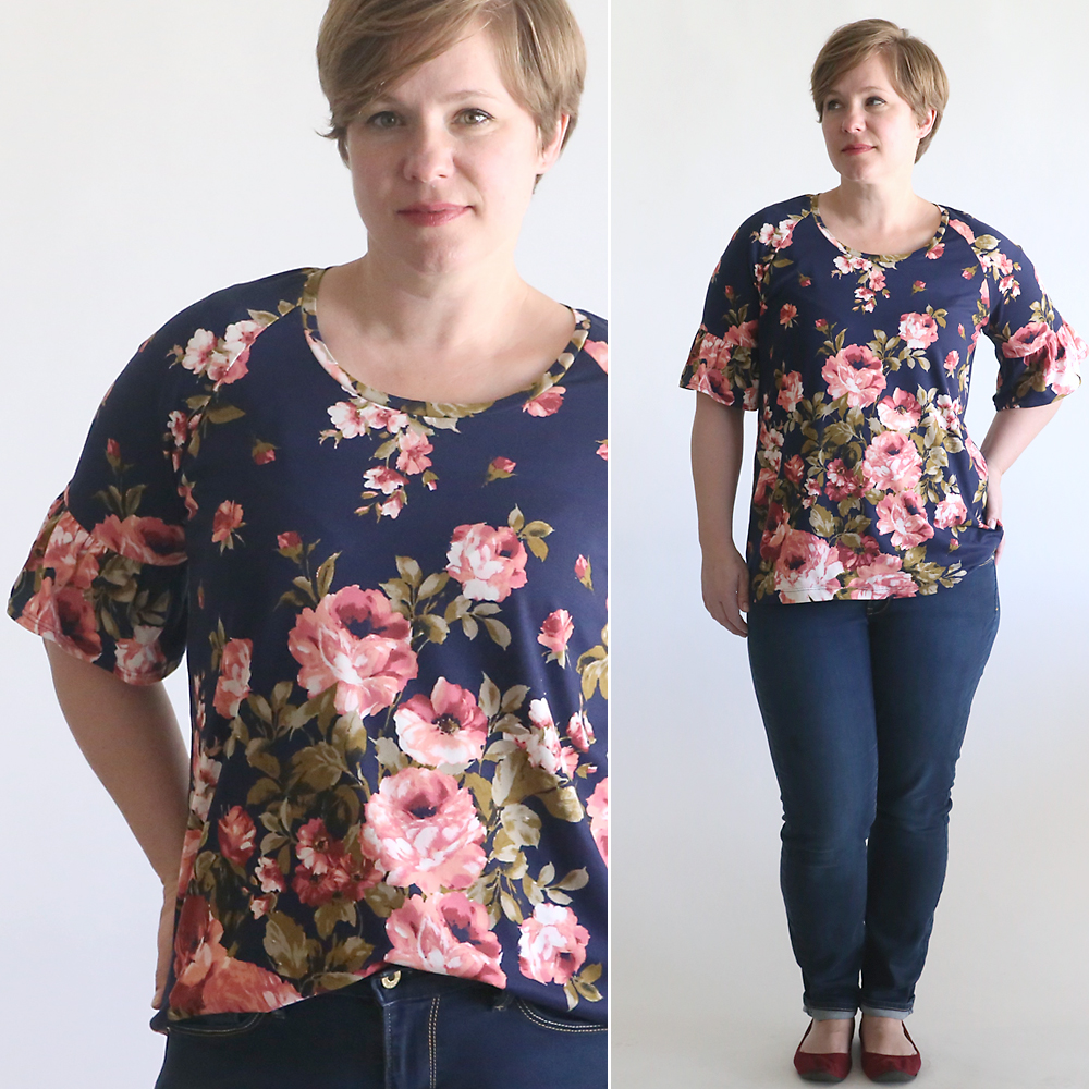 V-NECK TOP PDF Sewing Pattern and Tutorial, 3/4 Sleeve Blouse