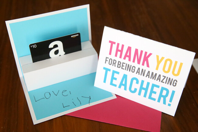 DIY teacher appreciation pop up gift card holder - It's Always Autumn