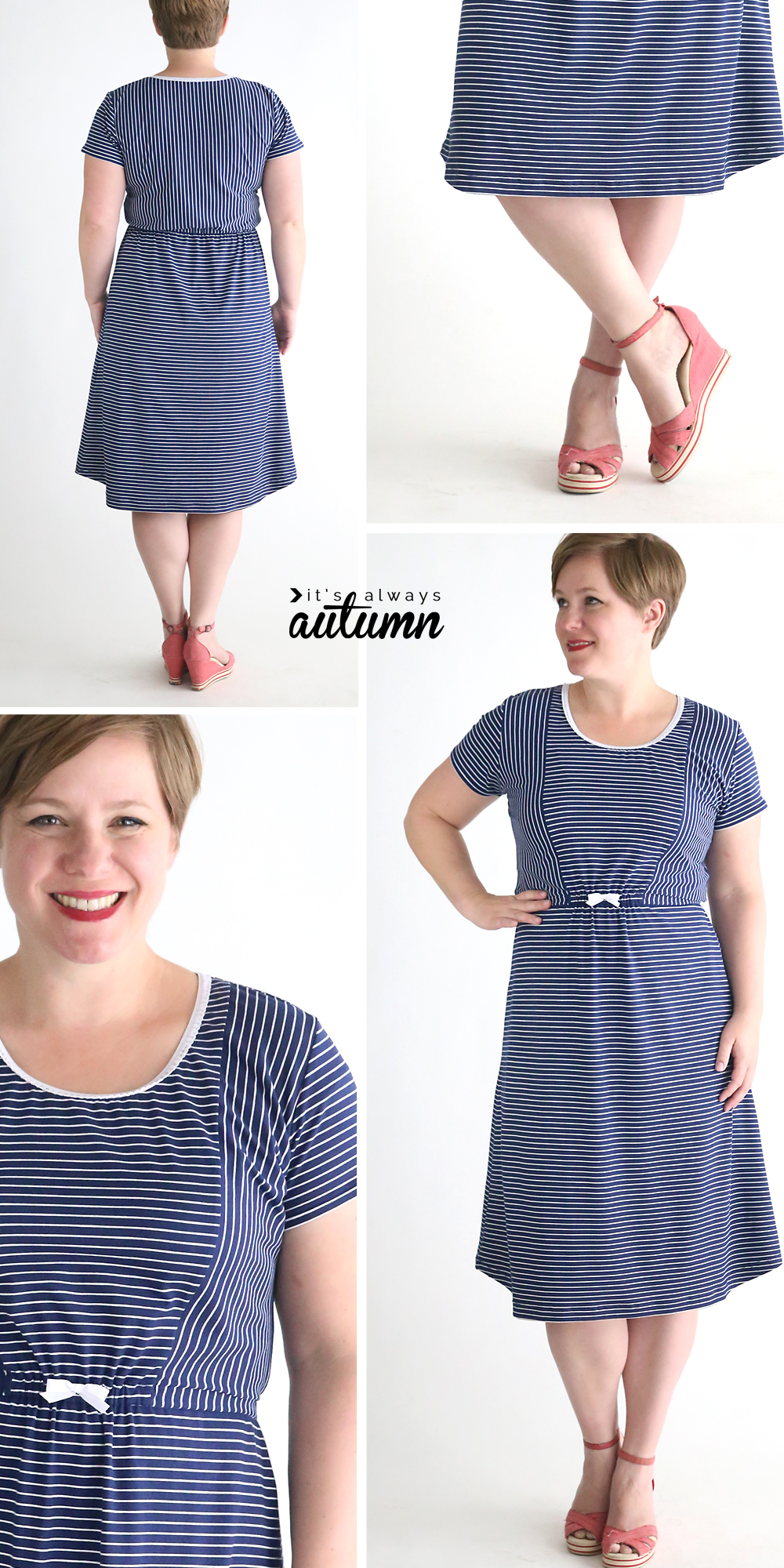 striped classic tee midi dress sewing tutorial - It's Always Autumn