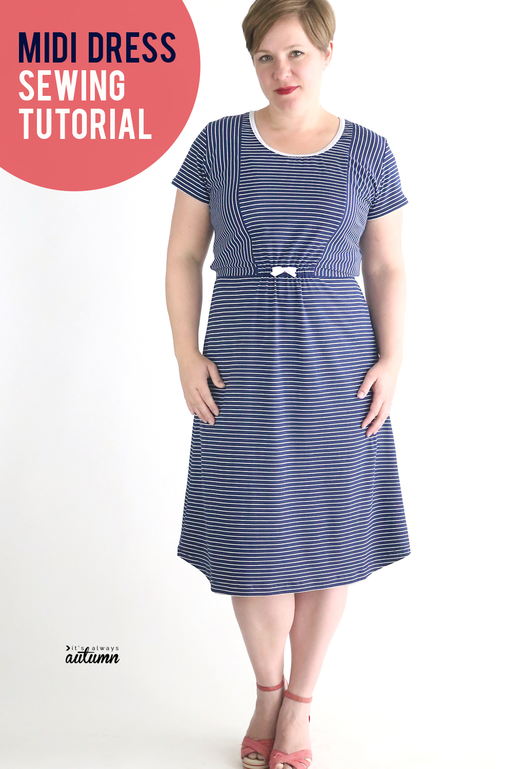 striped classic tee midi  dress  sewing tutorial  It s 