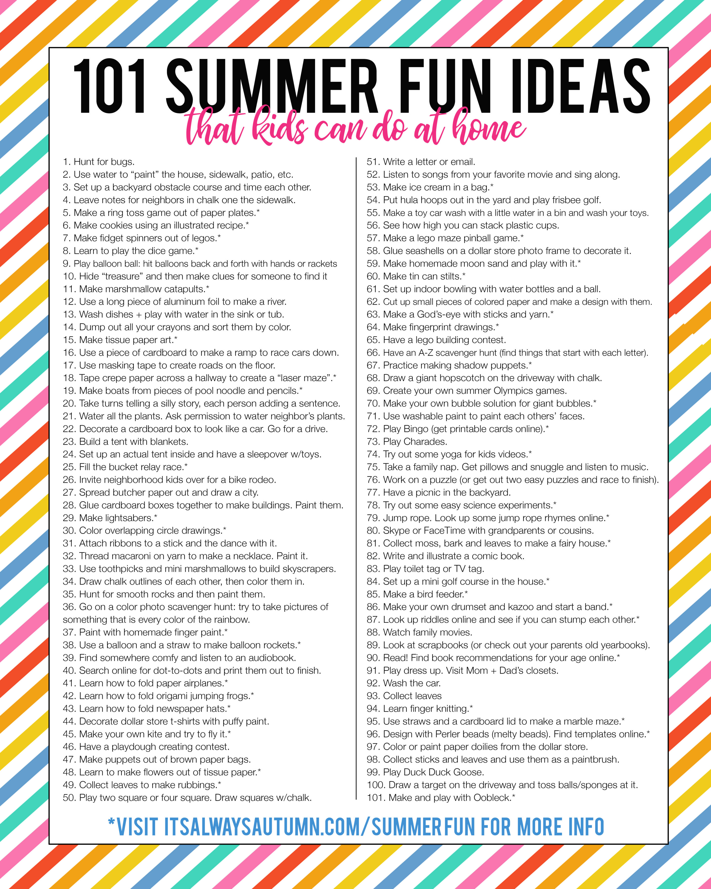 101 Fun Summer Activities For Kids It s Always Autumn