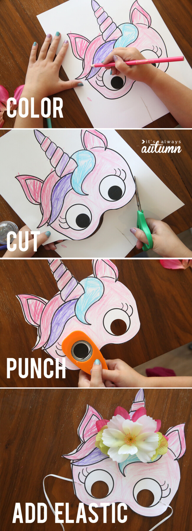 unicorn masks to print and color {free printable} - It's Always Autumn