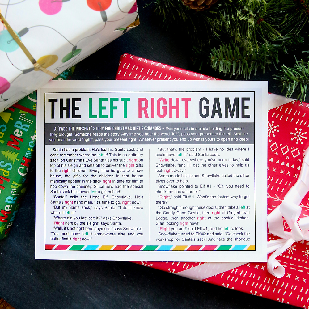 the Christmas left right game (w/printable story) It's Always Autumn