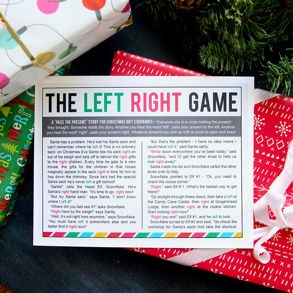 The Christmas Left Right Game w printable Story It s Always Autumn