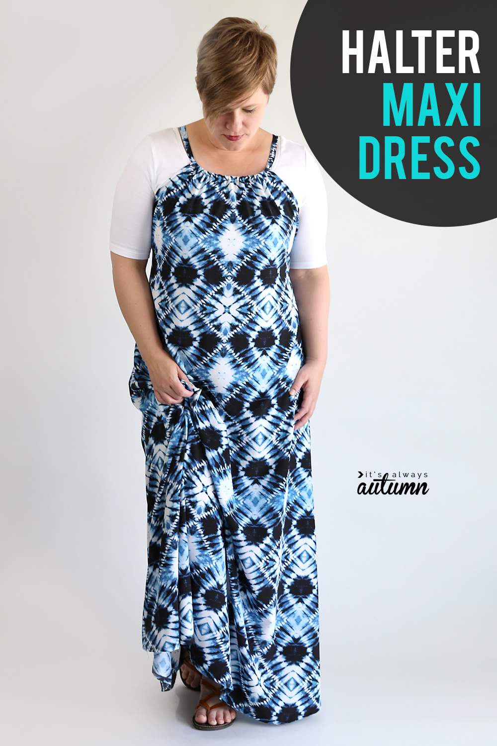 Halter Neck Maxi Dress Sewing Pattern (Sizes 42-54 Russian) - Do