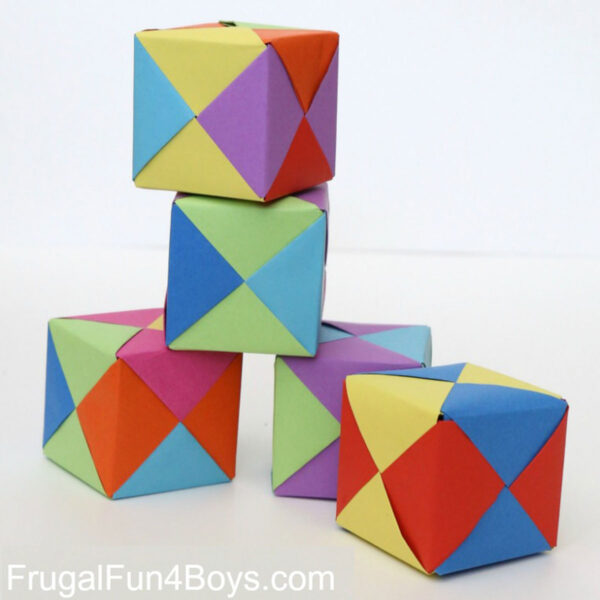 Origami paper cubes.