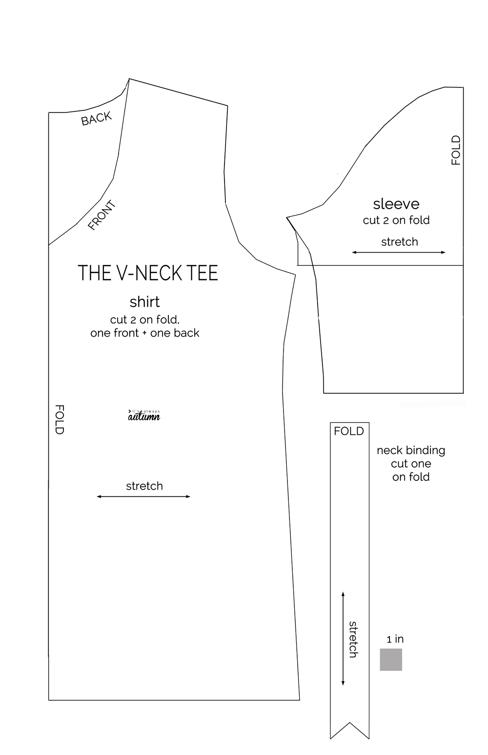 How To Make A V neck T shirt sewing Pattern And Tutorial It s Always Autumn