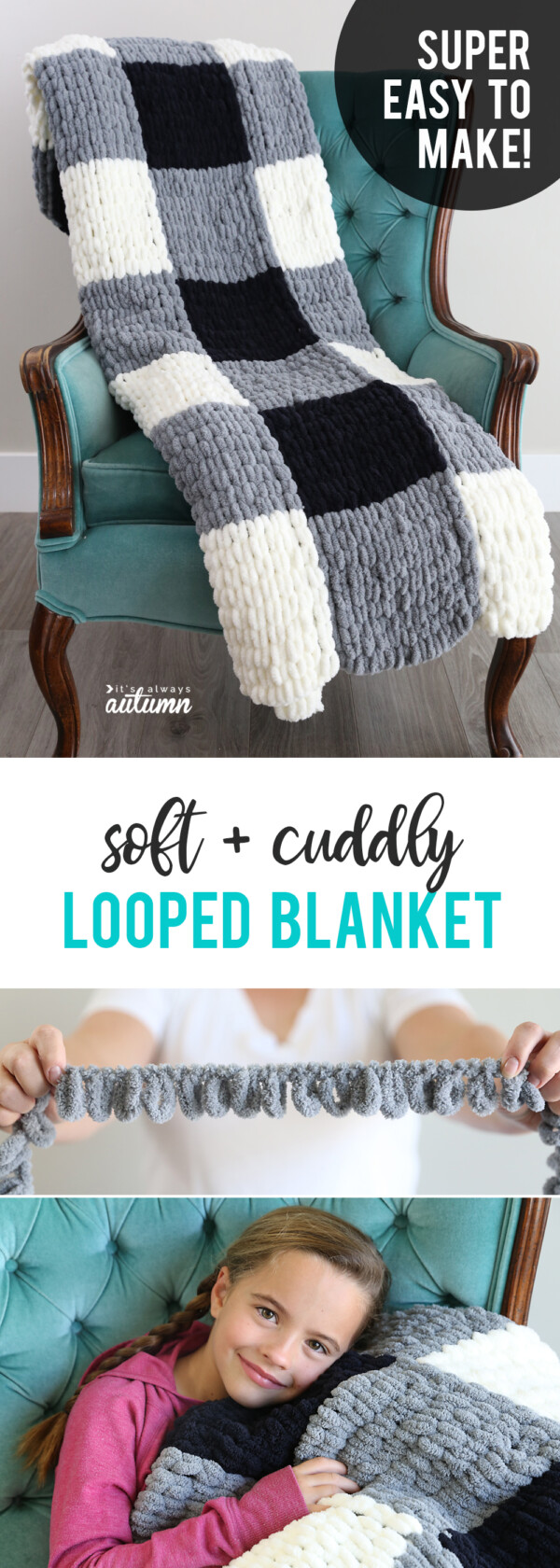 Make a gorgeous finger knit blanket with loop yarn {this is so easy ...