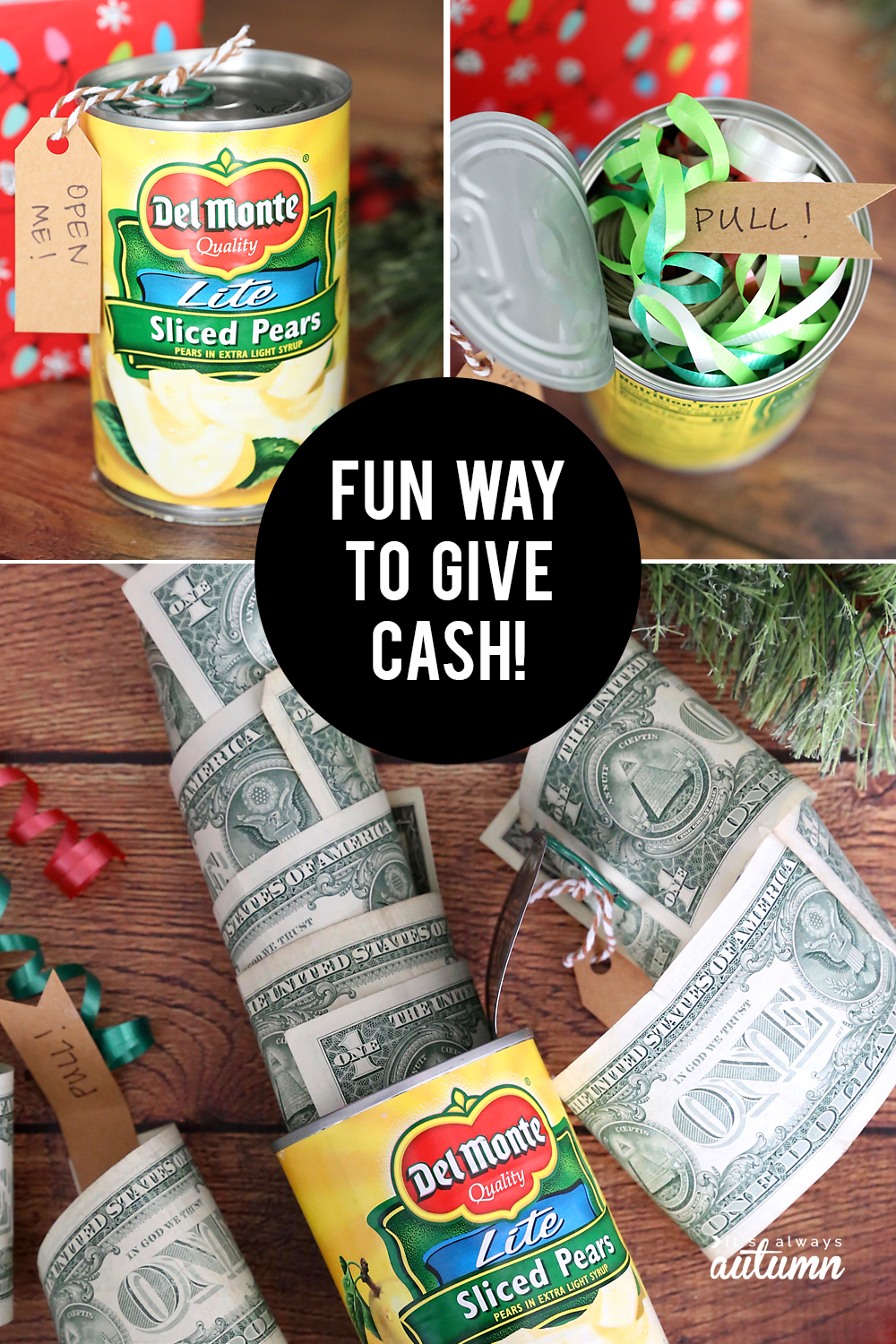 Funny Christmas Money Gift Idea Cash In A Can It s Always Autumn