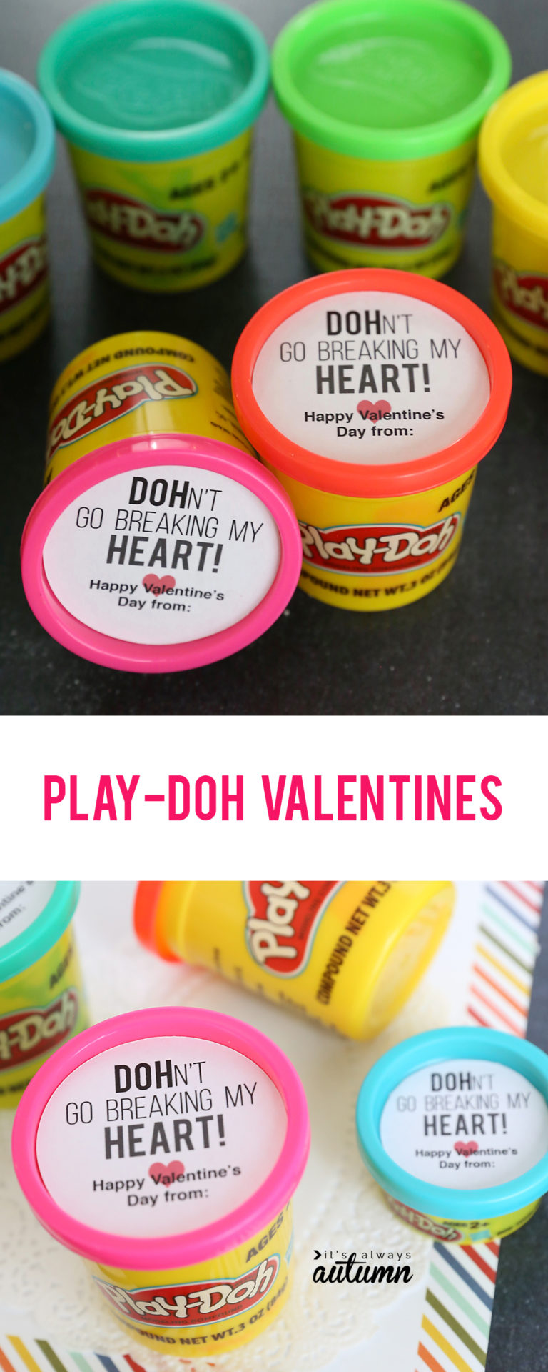 PlayDOH Valentines printable classroom Valentine idea It's Always