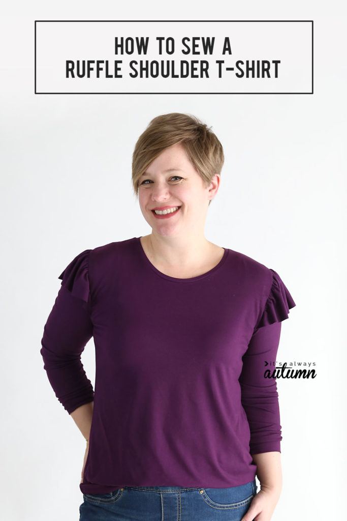 How to sew a women's t-shirt with a ruffled shoulder - It's Always Autumn