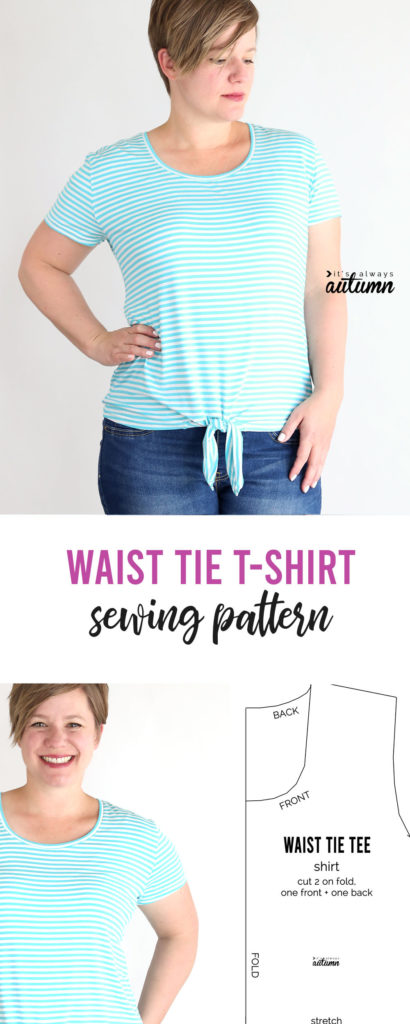 The waist tie t-shirt pattern | free pattern in women's size L - It's ...