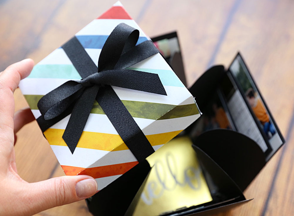 Explosion Box Creative DIY Heart-shape Gift Surprising Scrapbook Box for Present Black Paper