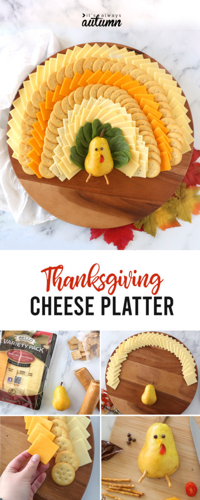 Easy Thanksgiving Cheese Board [shaped like a turkey!] - It's Always Autumn