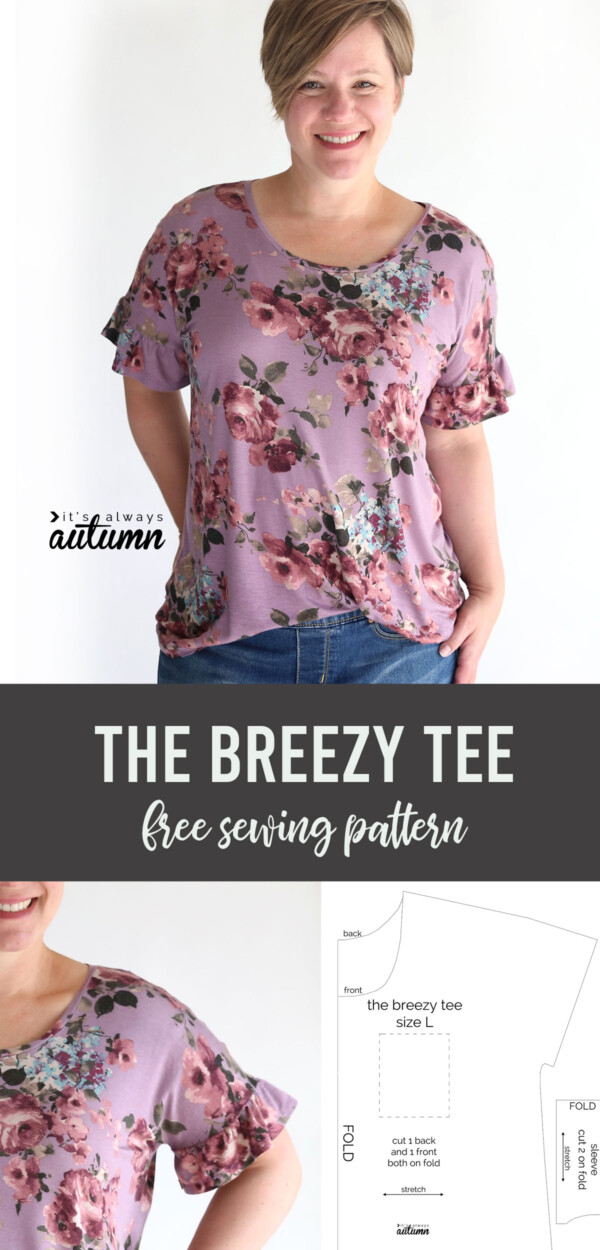 The Breezy Tee free sewing pattern + flutter sleeves - It's Always Autumn