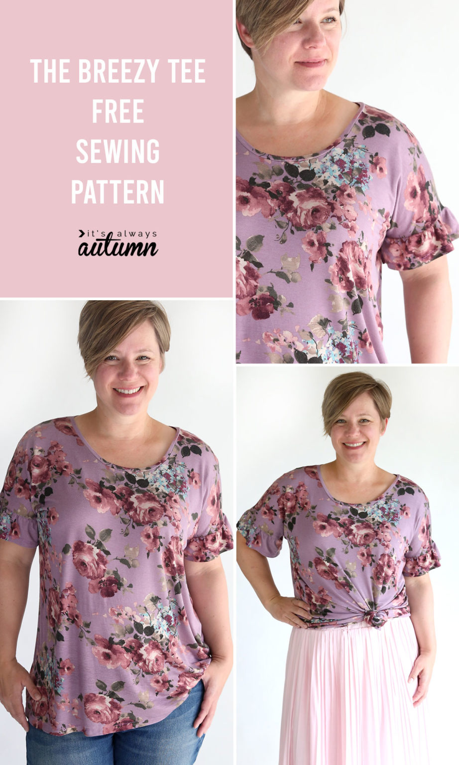 The Breezy Tee free sewing pattern + flutter sleeves - It's Always Autumn