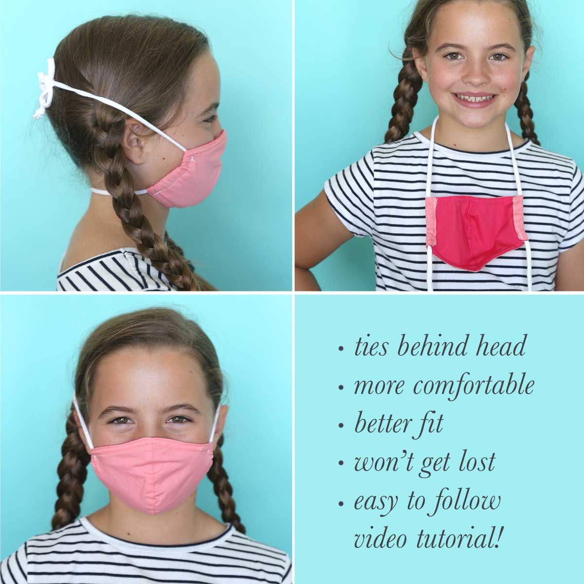 How to tie the elastic adjustable strap for the mask. 
