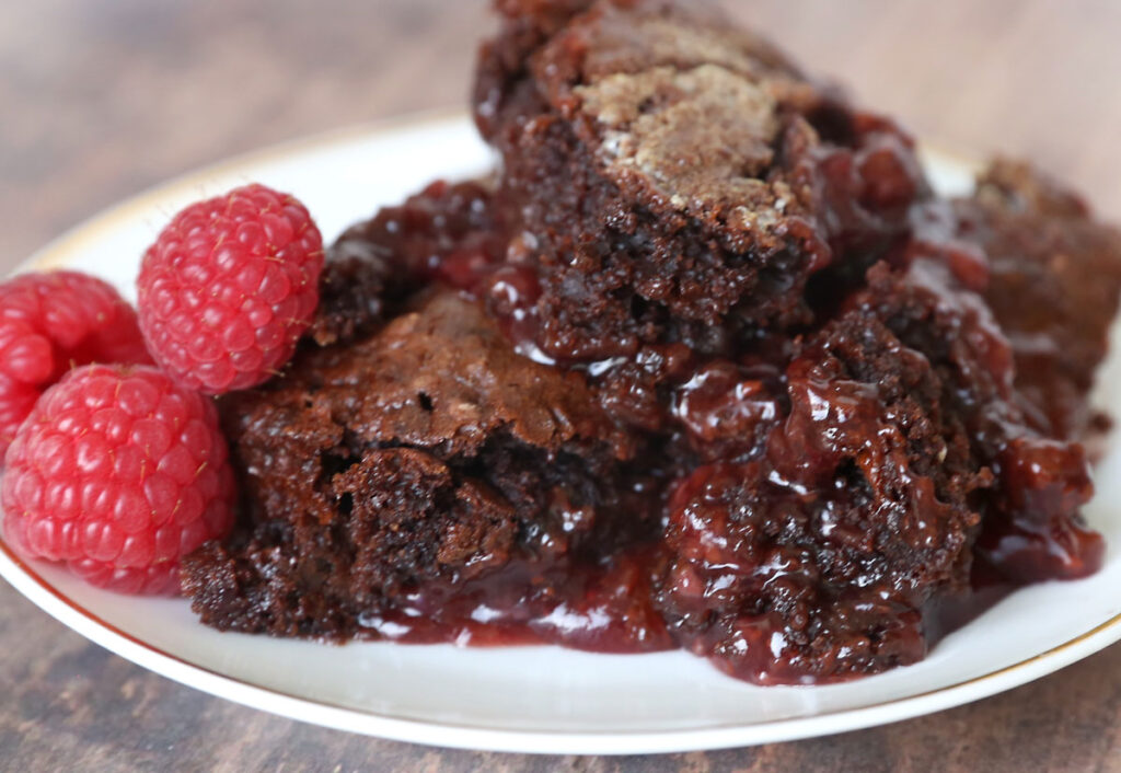 5 Ingredient Chocolate Raspberry Cobbler - It's Always Autumn