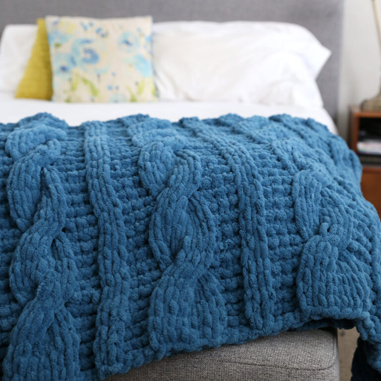 How to Make a CHUNKY Cable Knit Blanket with Loop Yarn - It's Always Autumn