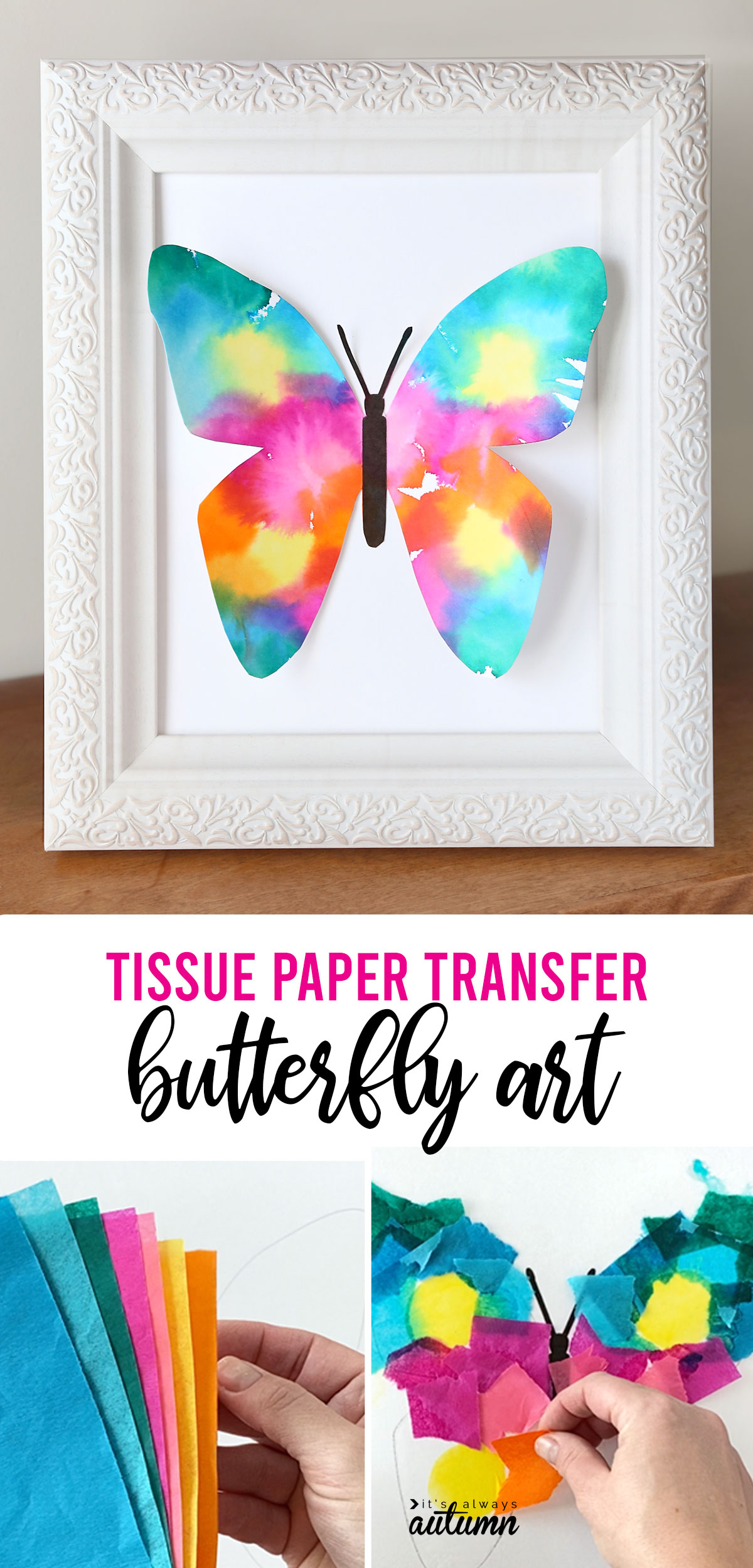 Beautiful Watercolor And Black Glue Butterfly Craft - I Heart Crafty Things
