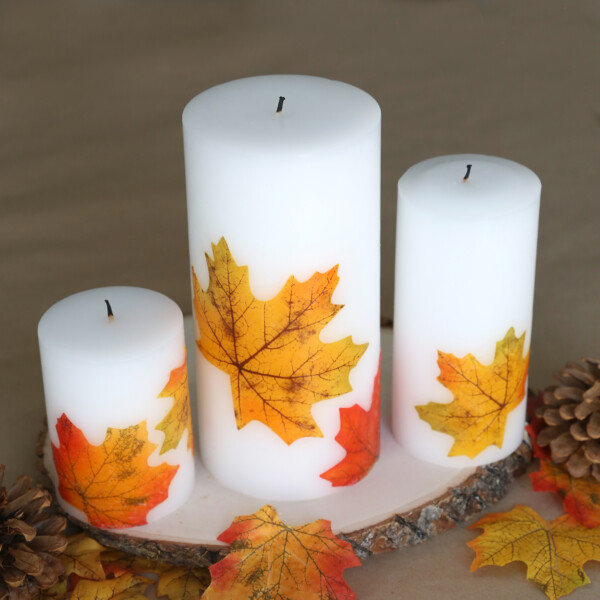 DIY Fall Leaf Candles - It's Always Autumn