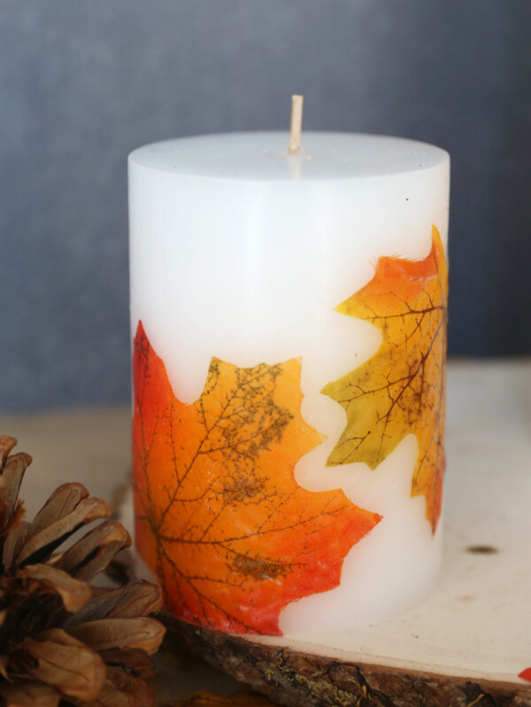 DIY Fall Leaf Candles - It's Always Autumn