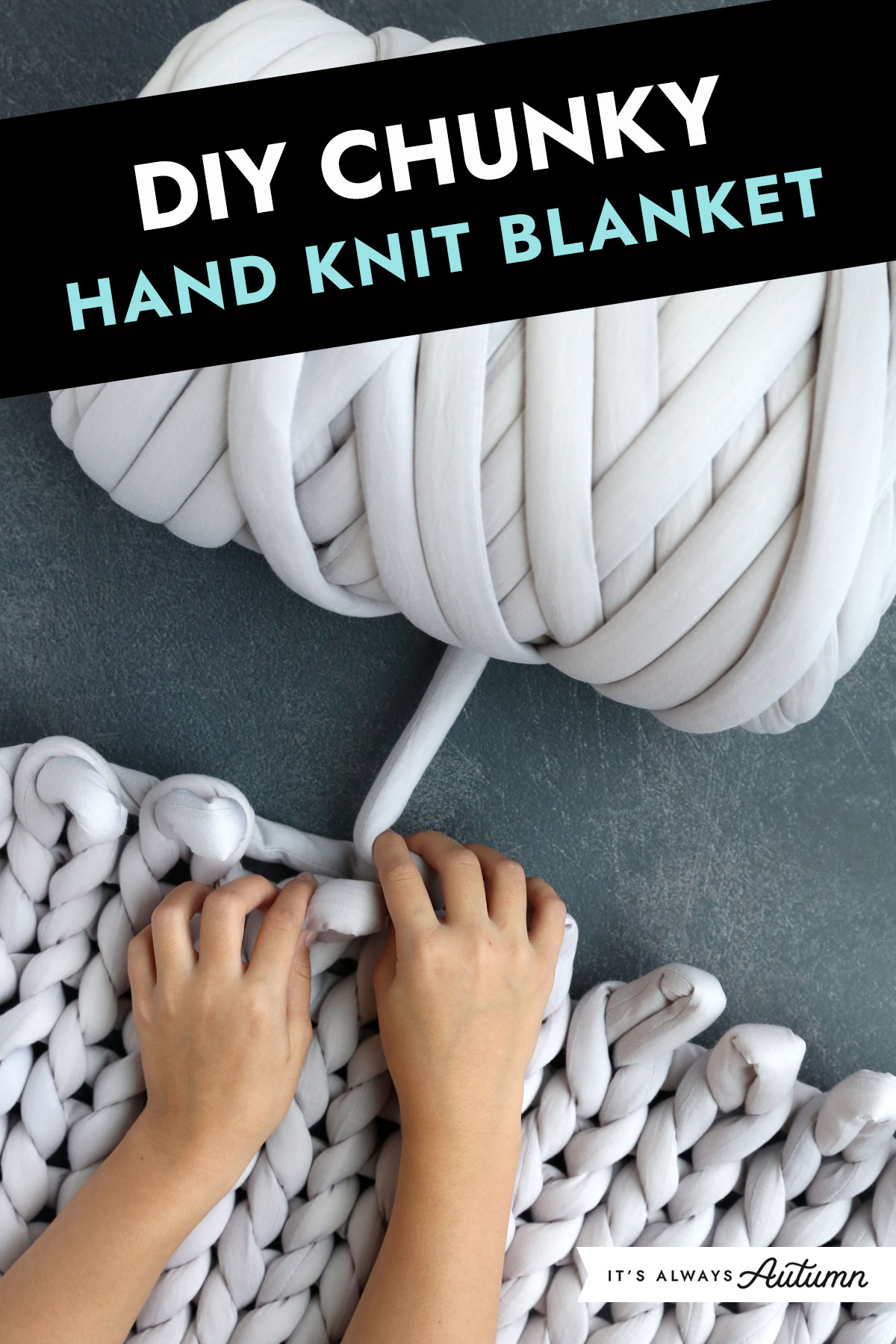 Easy Chunky Hand-Knitted Blanket in One Hour  Chunky knit blanket diy,  Chunky yarn blanket, Hand knit blanket