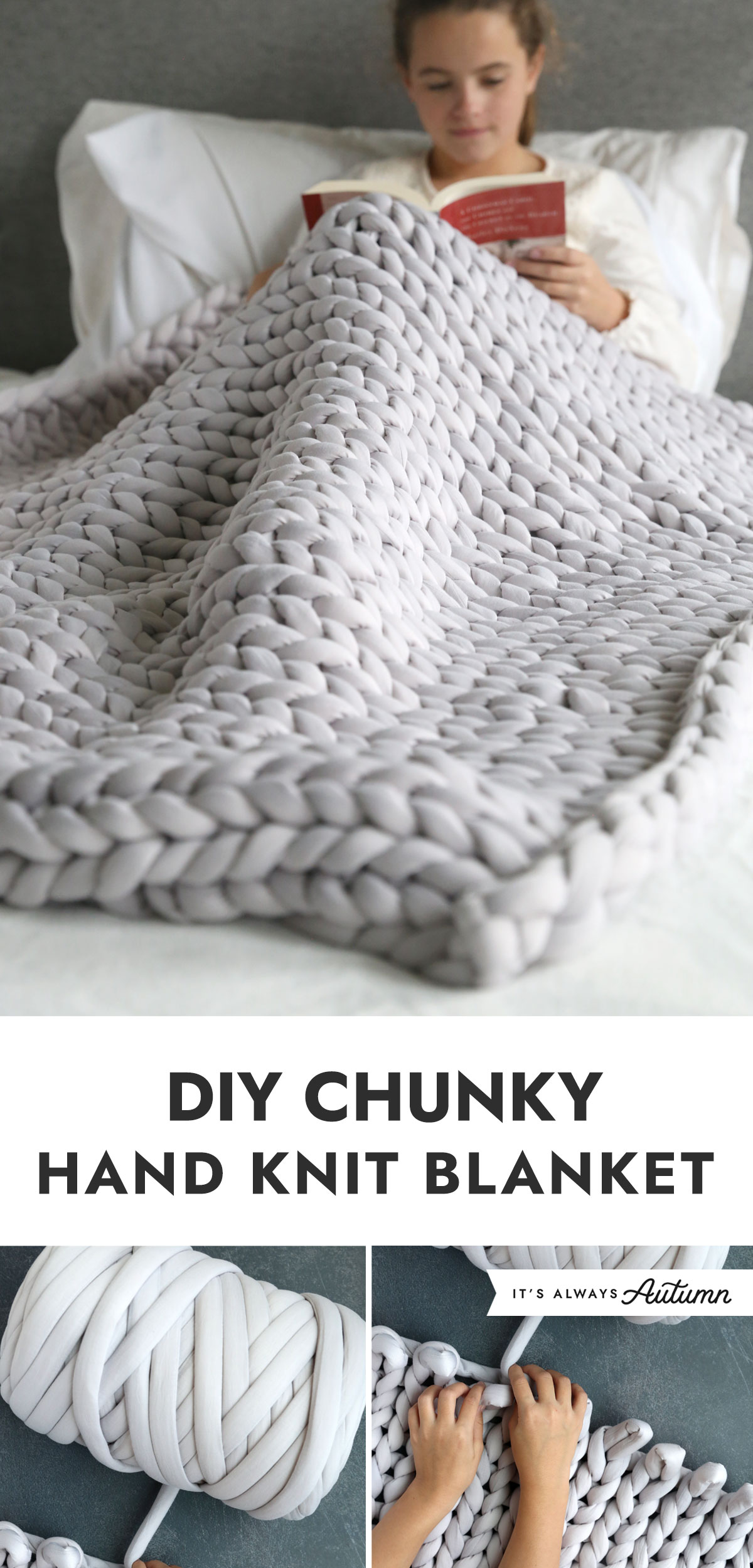 Hand knit a chunky chenille blanket, Medium size 40x60 inches