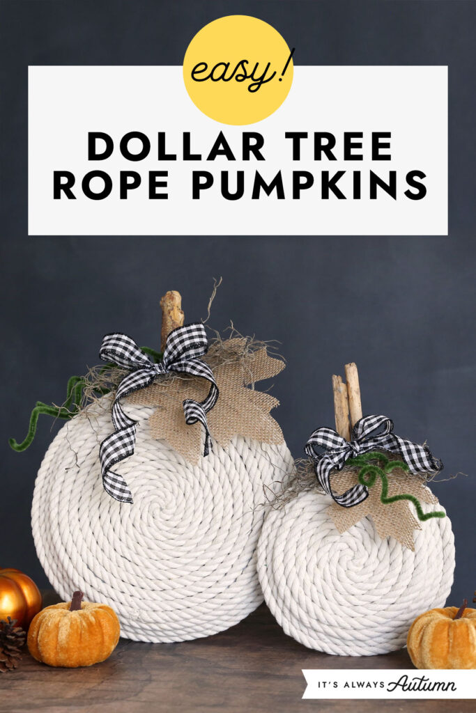 DIY Dollar Tree Rope Pumpkins - It's Always Autumn