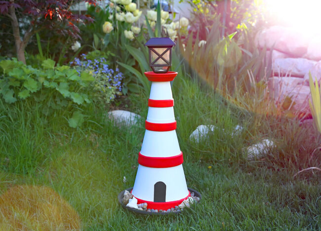 DIY Lighthouse {Using Flower Pots} - It's Always Autumn