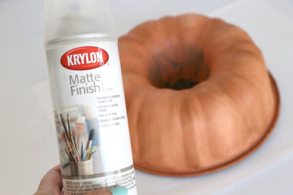 Matte spray finish on the bundt pan.