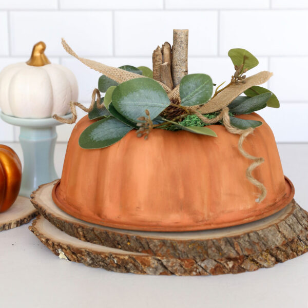 Pumpkin decor made from a bundt pan.